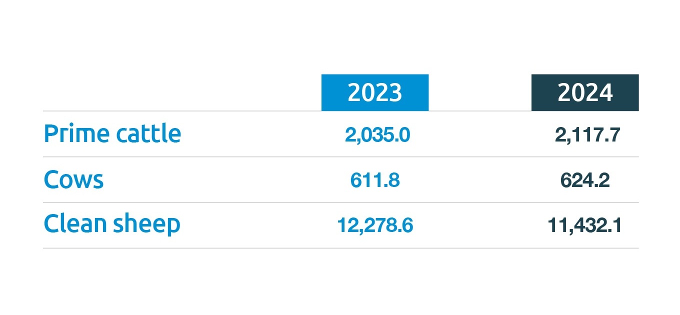 UK slaughterings ('000 head) 2024